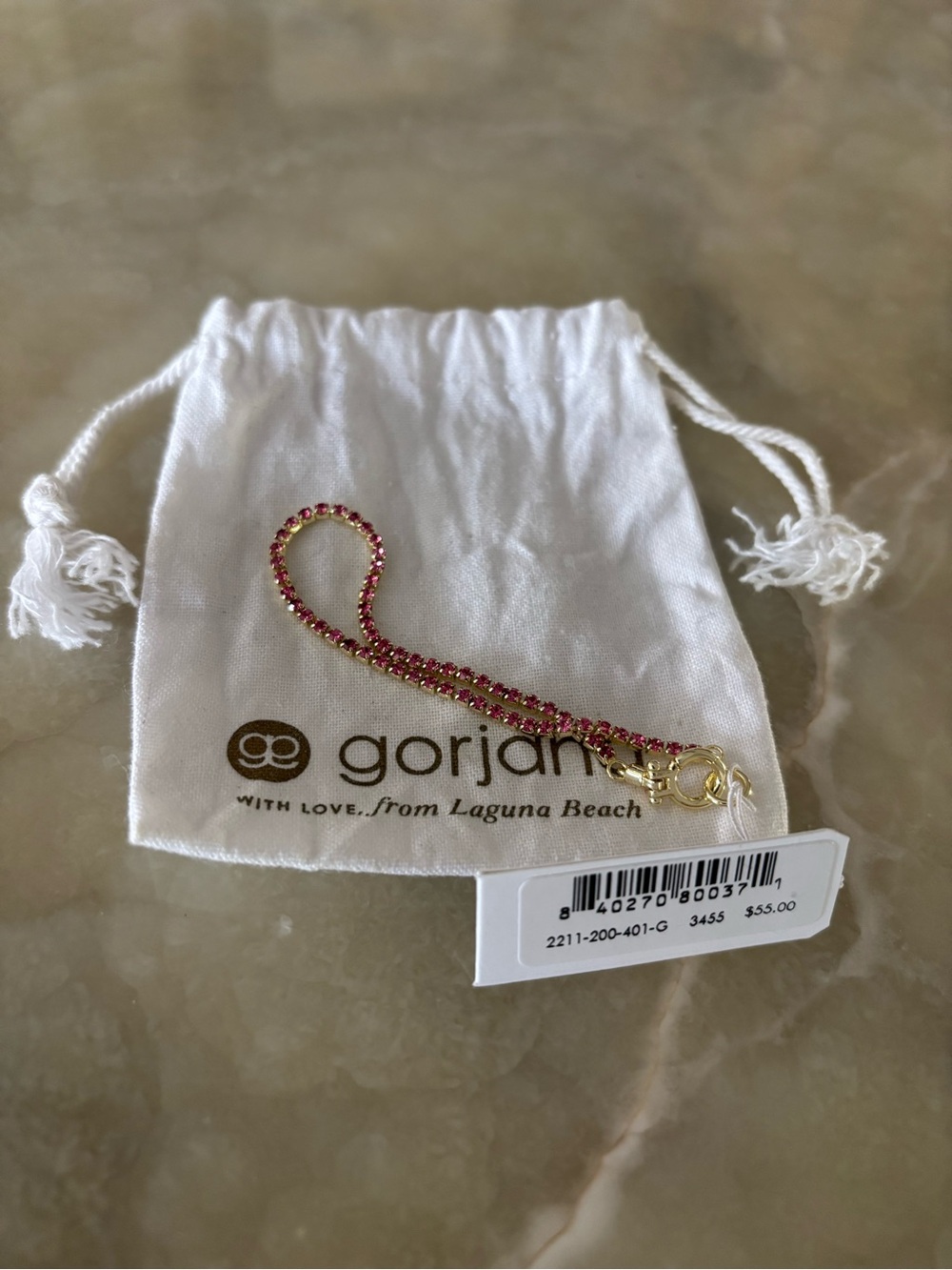 Gorjana Lexi Rose Gold Bracelet with Pink Crystal Gold Chain